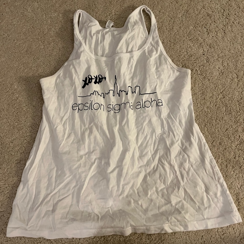 white loose sorority tank
